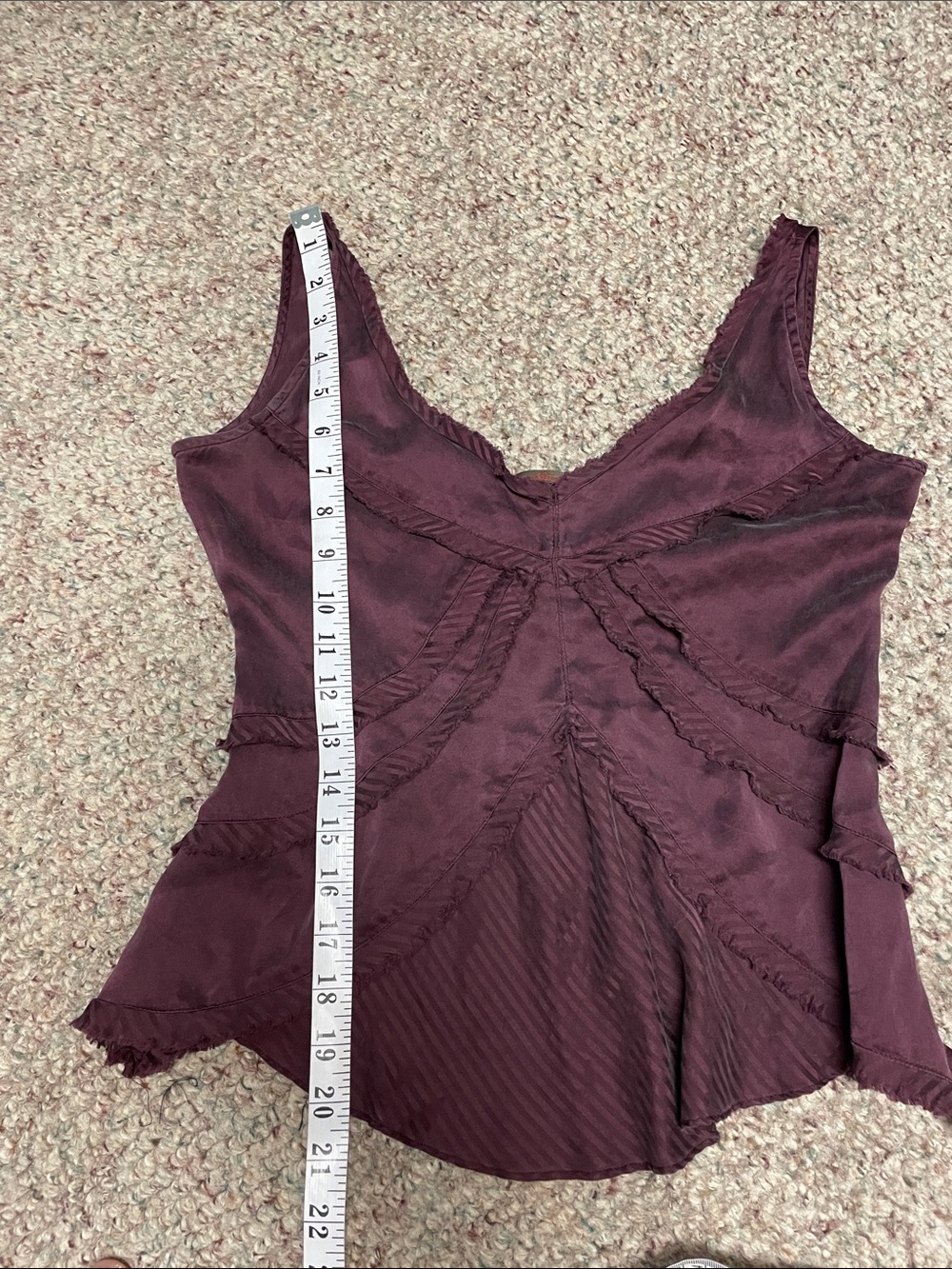 Danier 100% Silk  Plum V-Neck Ruffled Tank Top - Picture 5 of 7